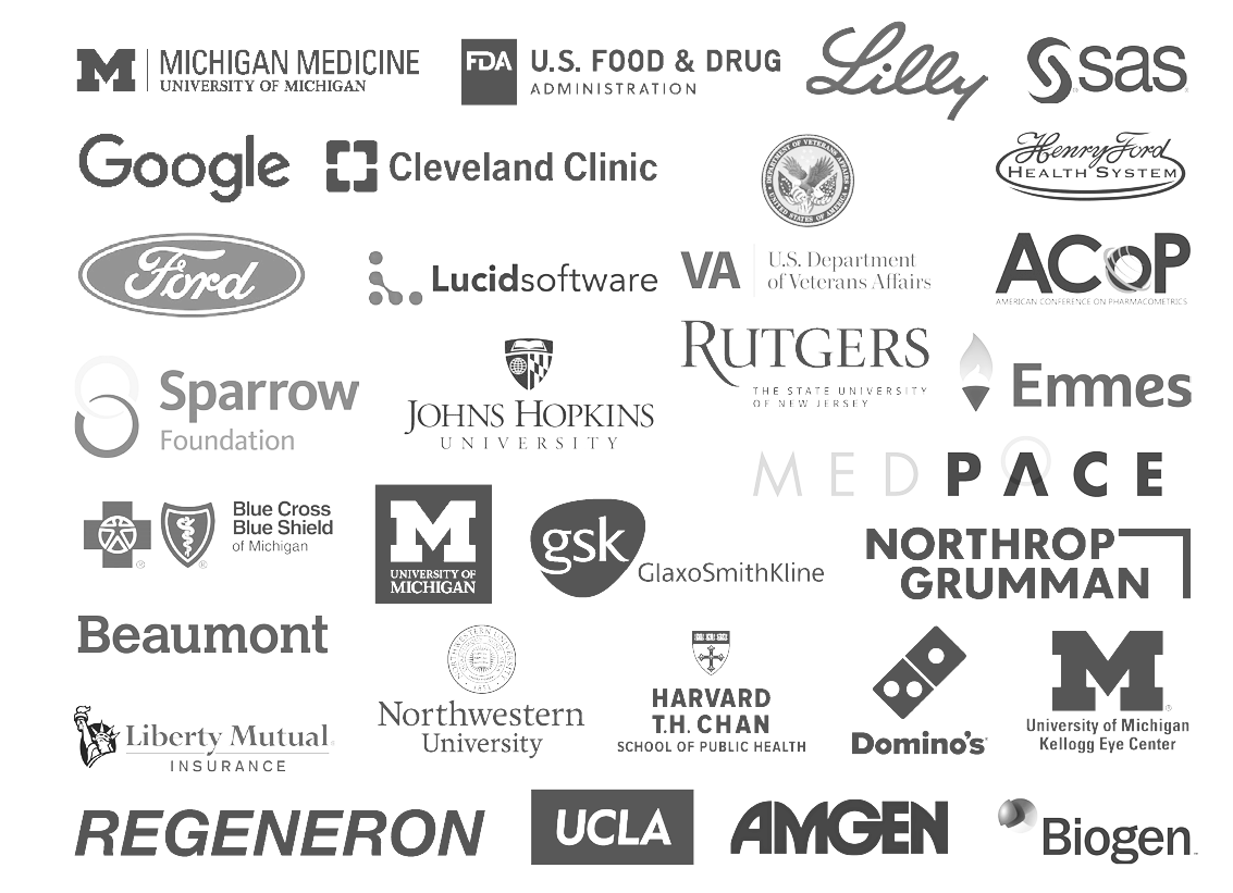 logos of companies where Biostatistics alumuni work