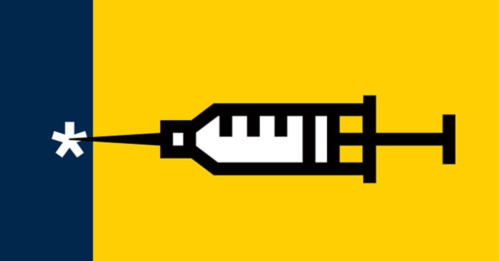 Graphic illustration of a vaccination needle.