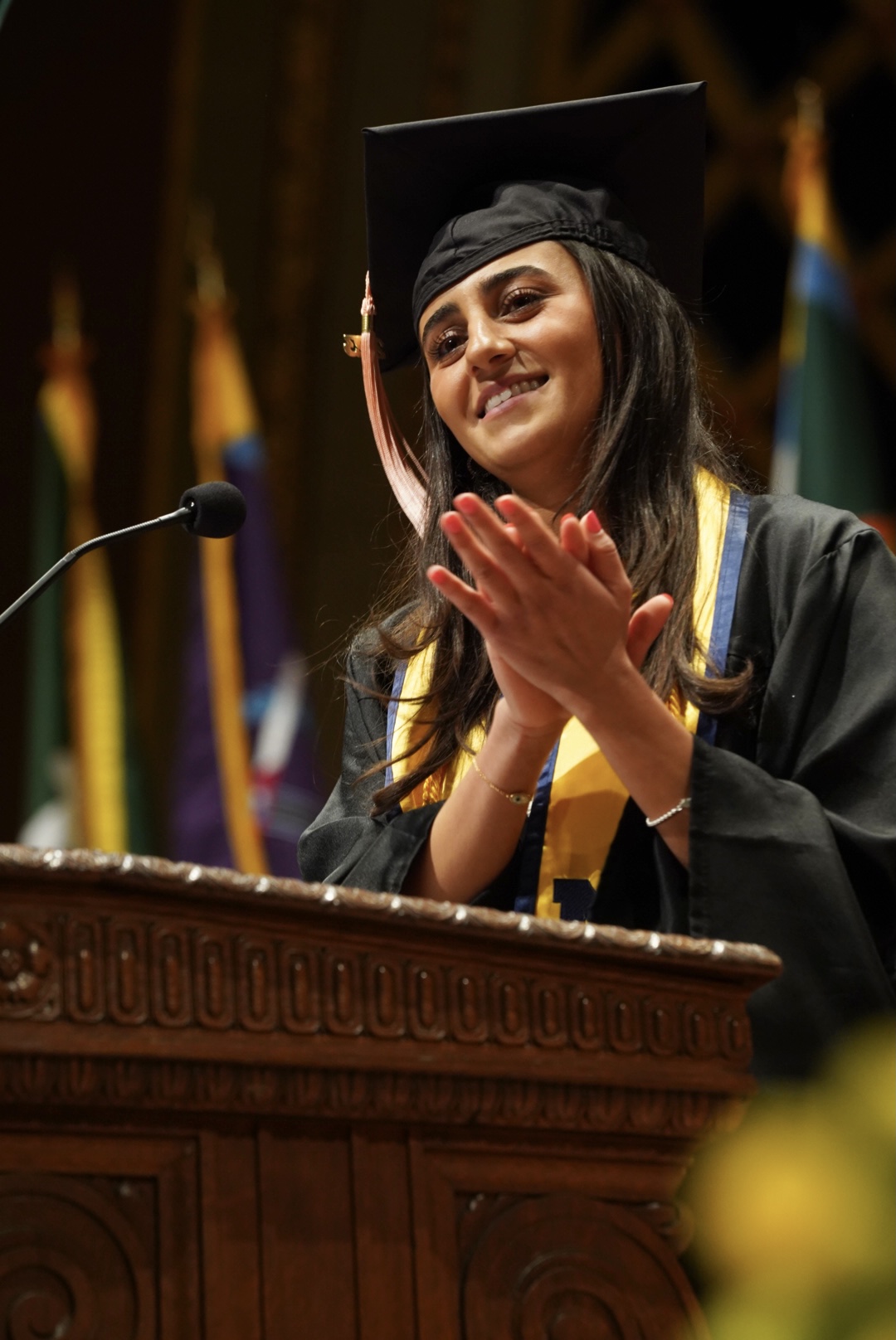 Student speaker Reem Fawaz, who earned a Bachelor of Science in Public Health Sciences, encouraged her peers to "stay curious, committed to the principles of public health and, most of all, remain passionate.”
