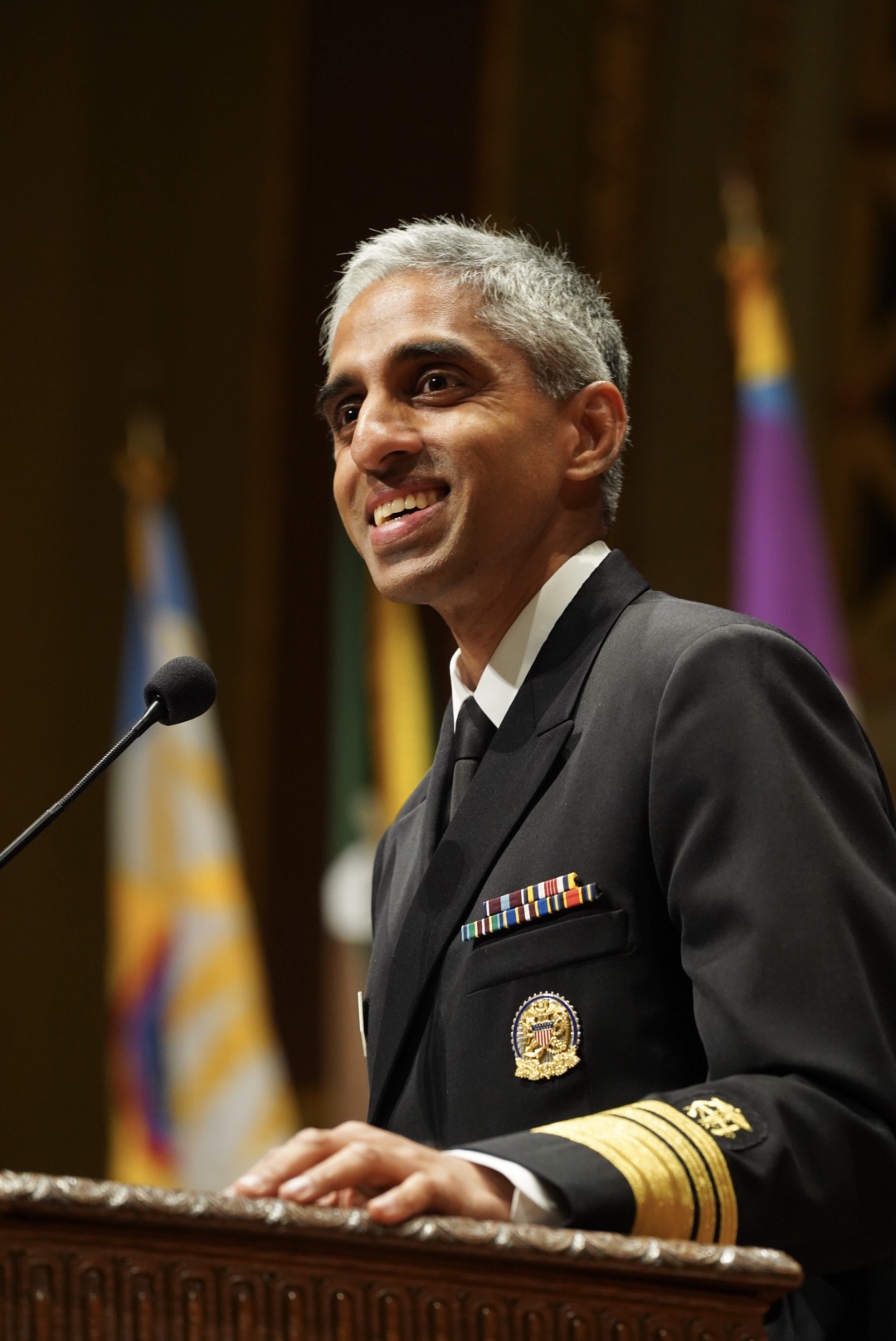  Dr. Vivek H. Murthy, the US Surgeon General, addressed the University of Michigan School of Public Health graduating Class of 2023 during commencement April 27 at Hill Auditorium.